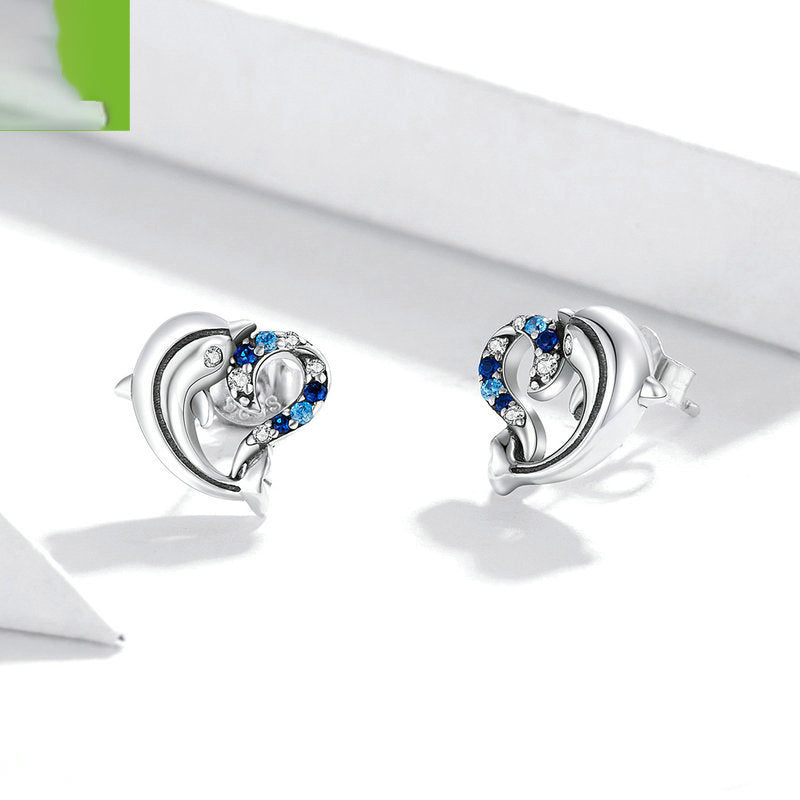 Dolphin Sterling Silver Stud Earrings Aura Rene