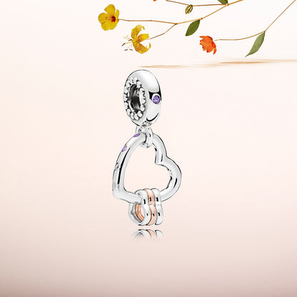 S925 Interlocking Hearts Drop Charm