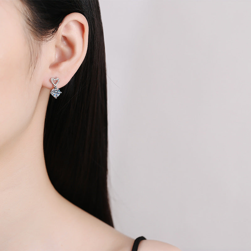 S925 Heart & Moissanite Drop Earrings Aura Rene