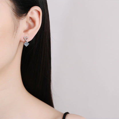 S925 Heart & Moissanite Drop Earrings Aura Rene