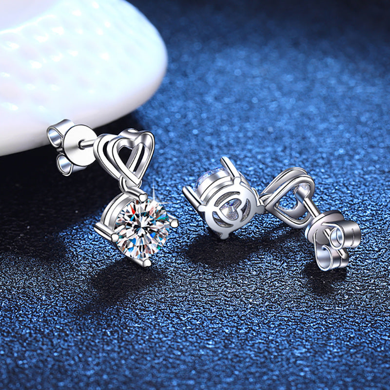 S925 Heart & Moissanite Drop Earrings Aura Rene