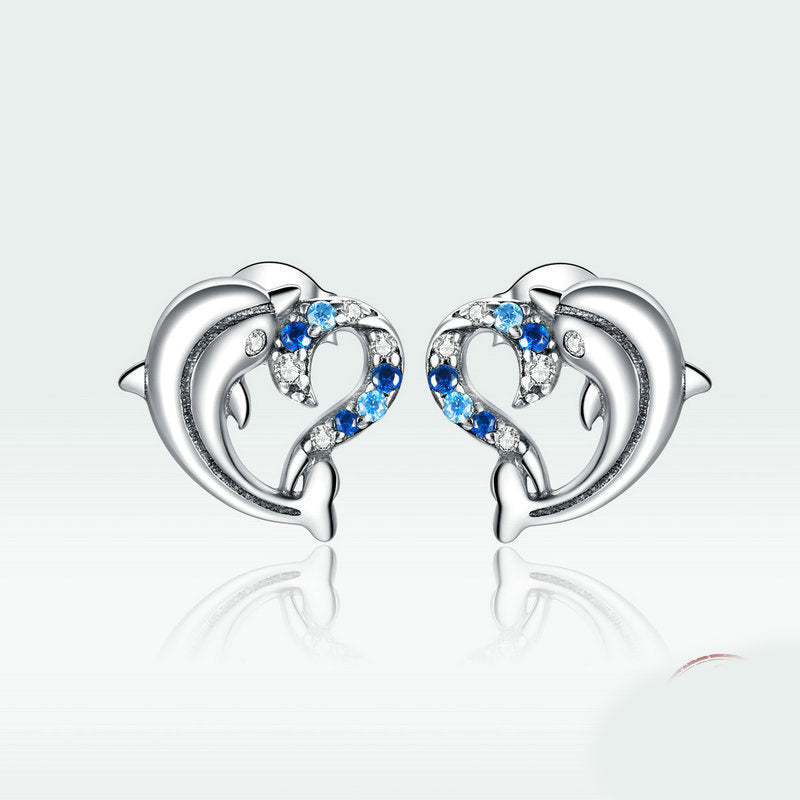 Dolphin Sterling Silver Stud Earrings Aura Rene