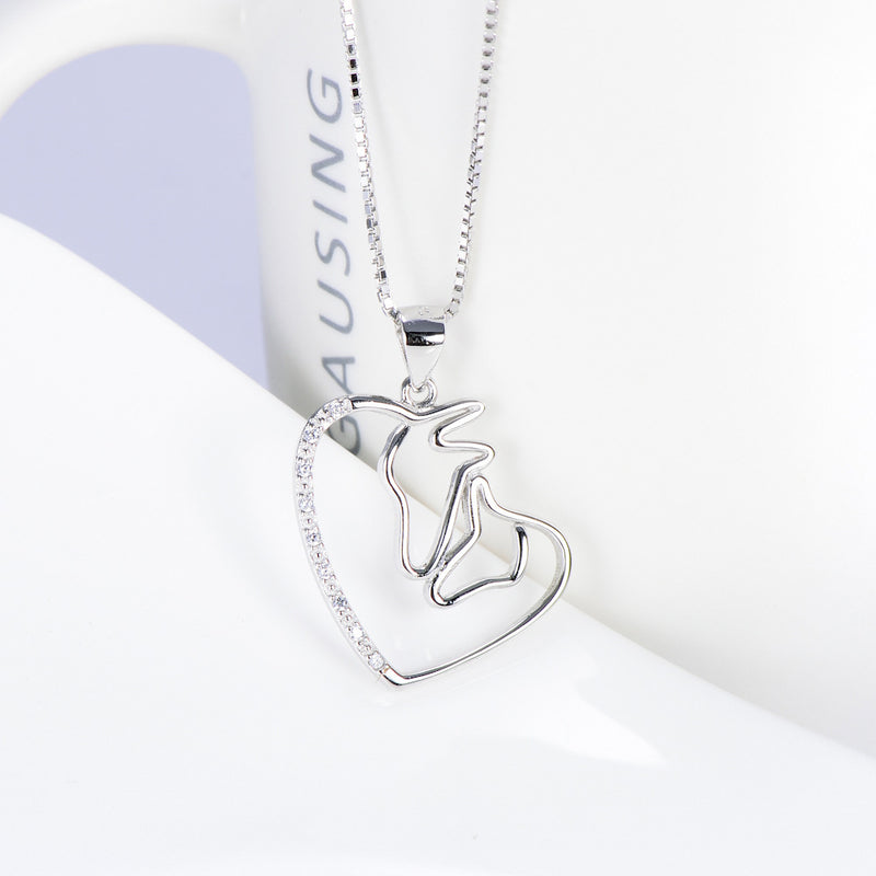 S925 Double Horse Head Necklace alternate