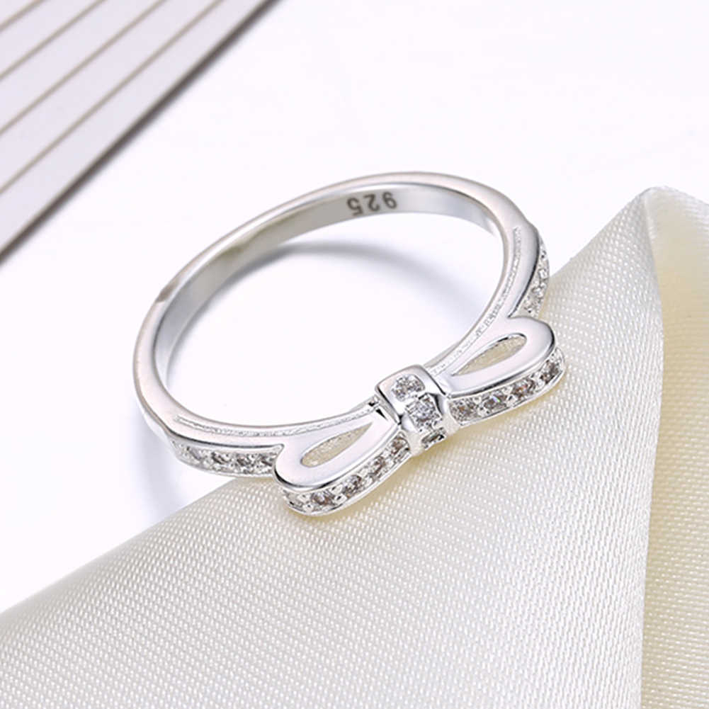 S925 Sterling Silver Bowknot Crystal Ring Aura Rene