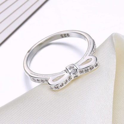 S925 Sterling Silver Bowknot Crystal Ring Aura Rene