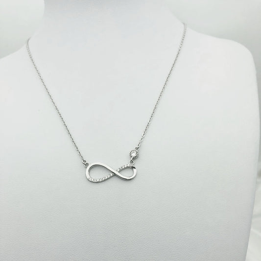 Infinity Crystal Necklace — Sterling Silver Pendant
