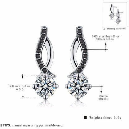 Twisted Black Pavé Crystal Earrings in Sterling Silver