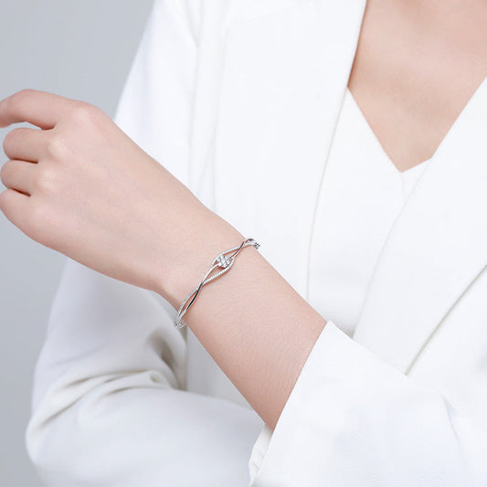 Sterling silver floral wave bangle, alternate view