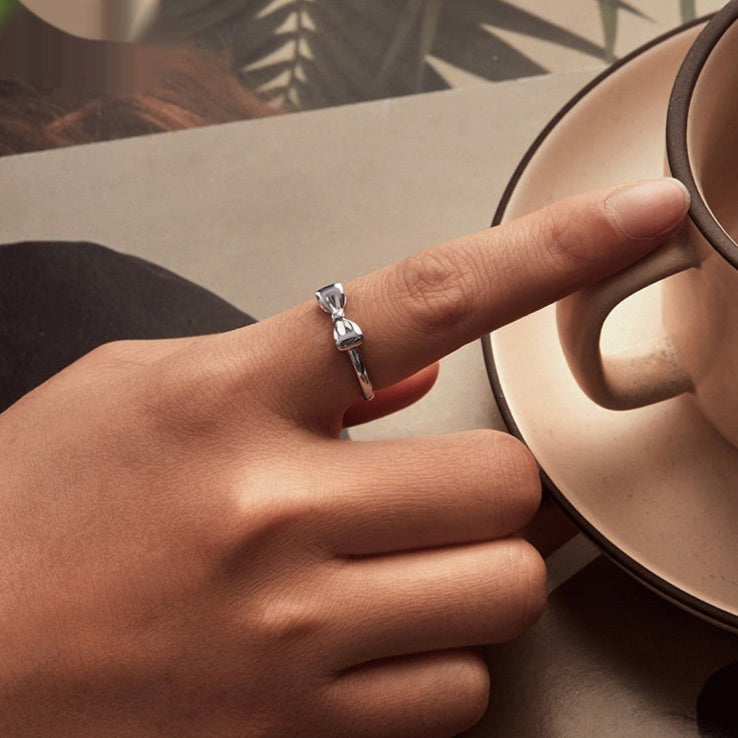 925 Sterling Silver Bow Open Ring Aura Rene