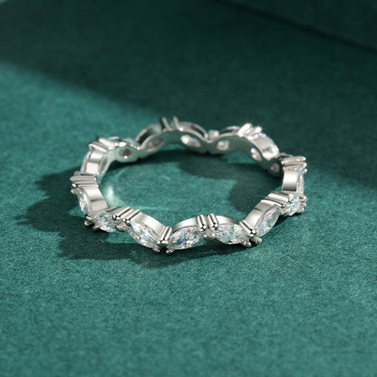 S925 Sterling Silver Marquise Pavé Band Aura Rene