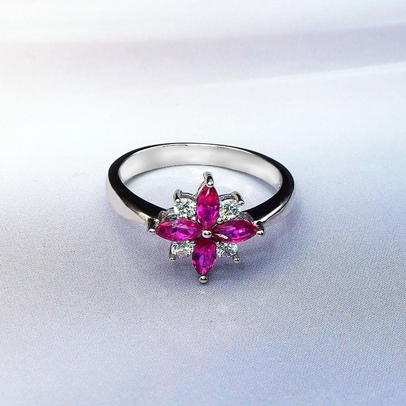 Pomegranate red ring in sterling silver Aura Rene