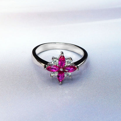 Pomegranate red ring in sterling silver Aura Rene