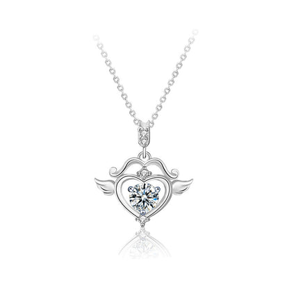 Heart-shaped pendant with wings on a white background