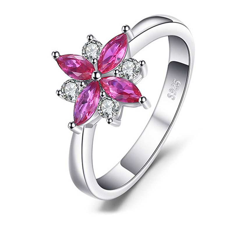 Pomegranate red ring in sterling silver Aura Rene