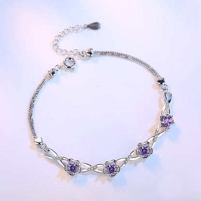 Peach flower silver bracelet Aura Rene