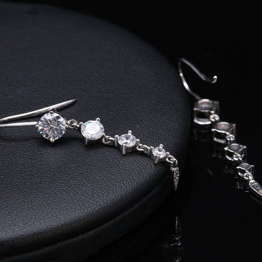S925 Leaf Drop Earrings with Zircon Accents Aura Rene