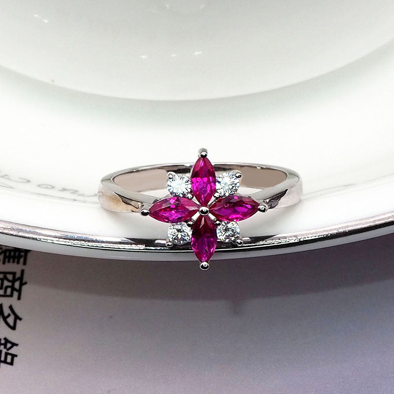Pomegranate red ring in sterling silver Aura Rene