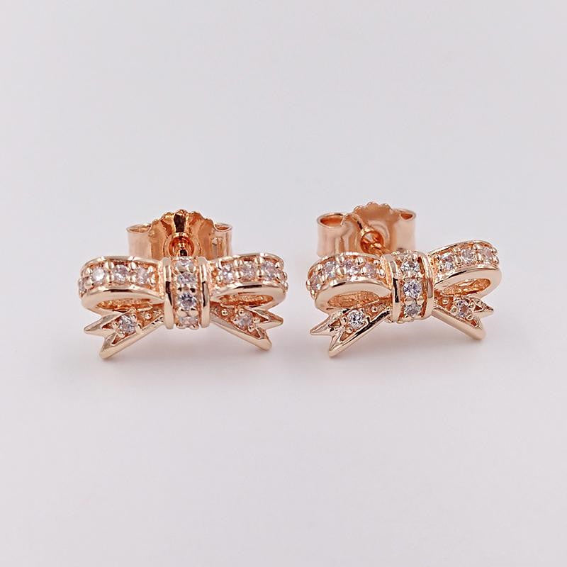 S925 Rose Gold Bow Stud Earrings alternate