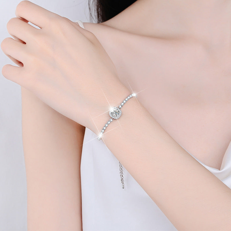 925 Sterling Silver Bracelet Starry Moissanite Bracelet Aura Rene