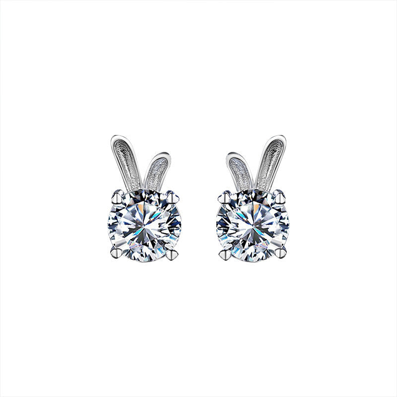Women's Rabbit Moissanite Sterling Silver Earrings Aura Rene