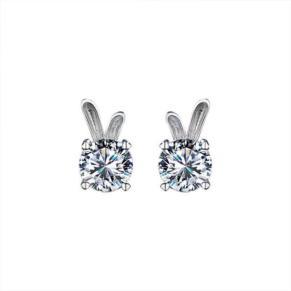 Women's Rabbit Moissanite Sterling Silver Earrings Aura Rene