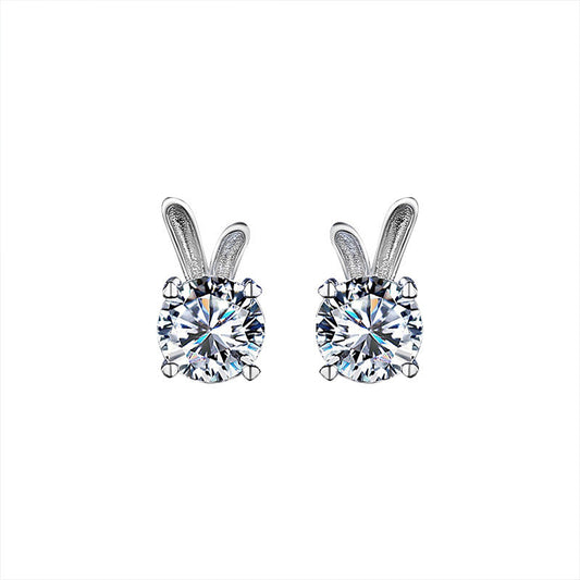 Women's Rabbit Moissanite Sterling Silver Earrings Aura Rene