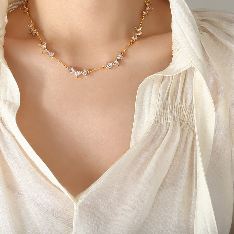 Titanium Steel Heart Zircon Necklace alternate