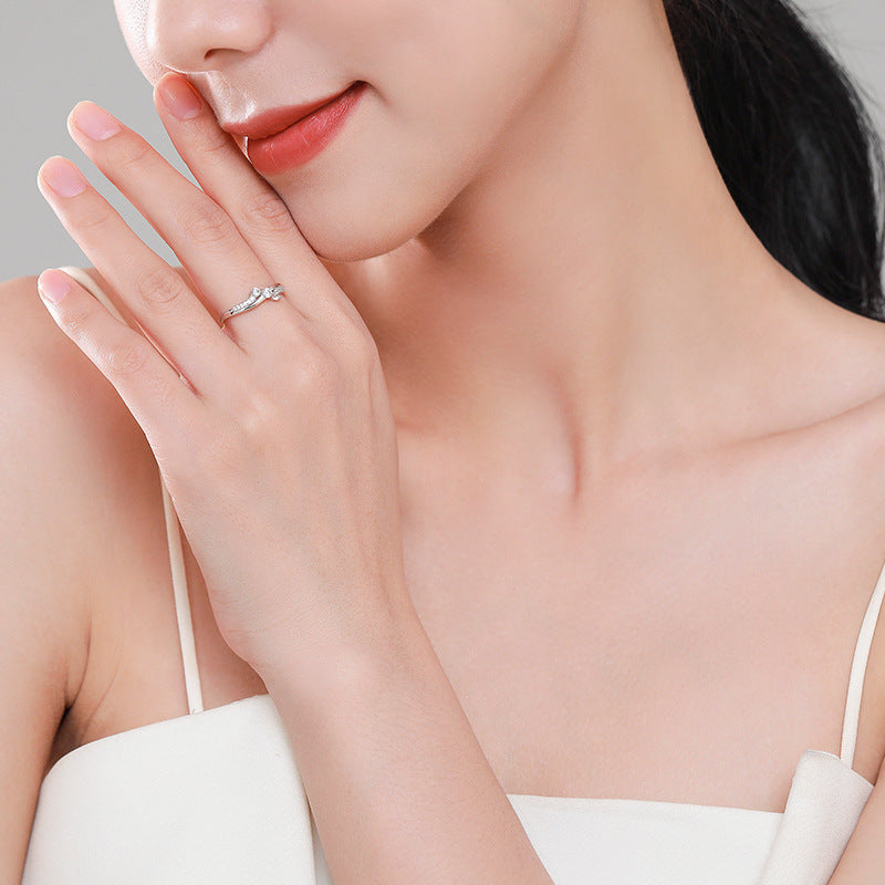 S925 Silver Three-Stone Flow Ring Aura Rene