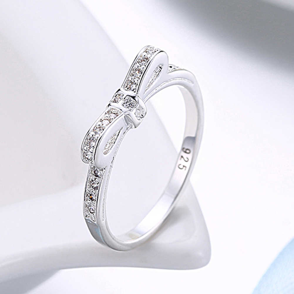 S925 Sterling Silver Bowknot Crystal Ring Aura Rene