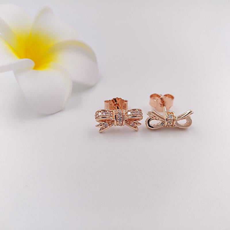 S925 Rose Gold Bow Stud Earrings Aura Rene