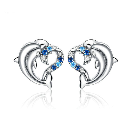 Dolphin Sterling Silver Stud Earrings Aura Rene