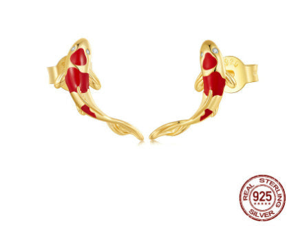 Red Koi S925 Sterling Silver Earrings Aura Rene