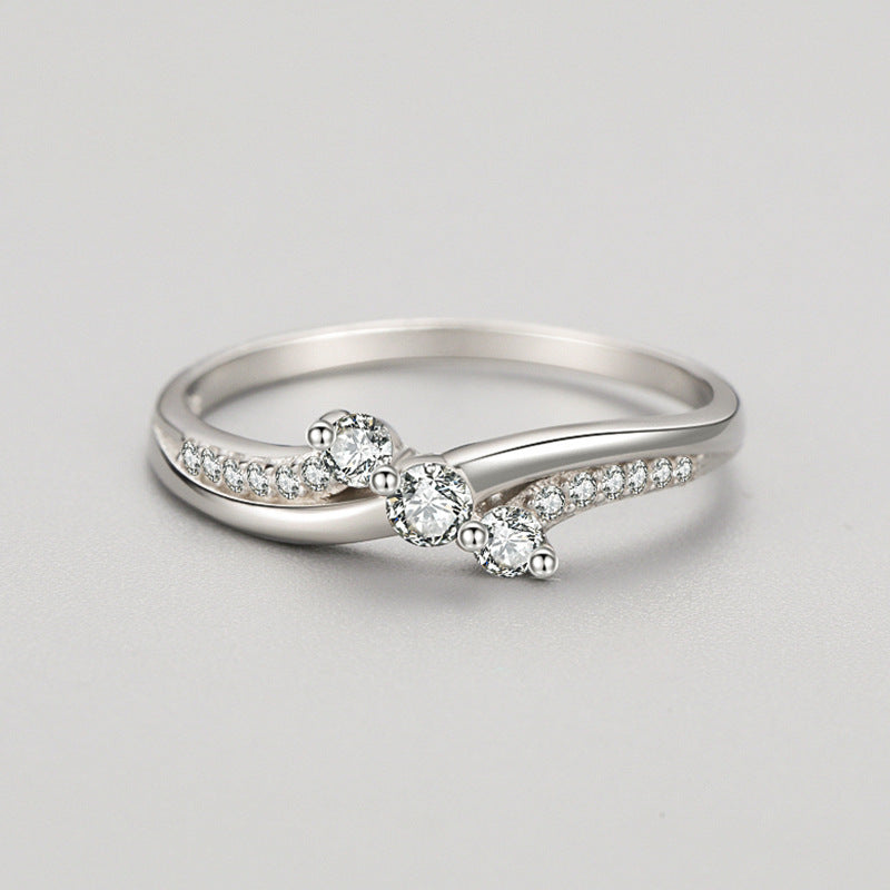 S925 Silver Three-Stone Flow Ring Aura Rene