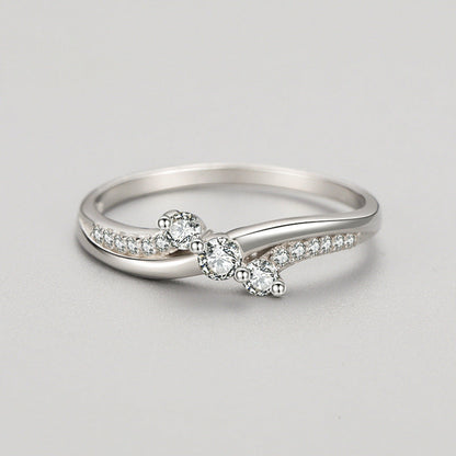 S925 Silver Three-Stone Flow Ring Aura Rene