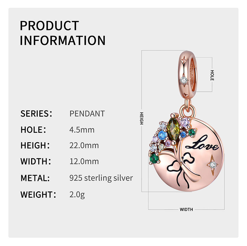 S925 Rose Gold Floral Crystal Charm