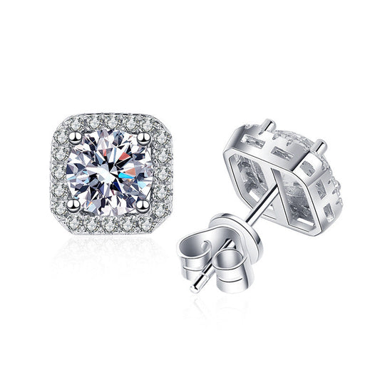Women's Moissanite Sterling Silver Earrings Aura Rene