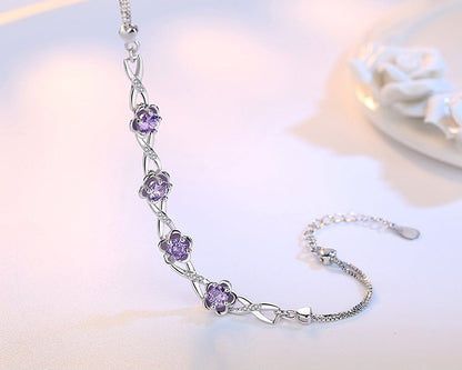 Peach flower silver bracelet Aura Rene