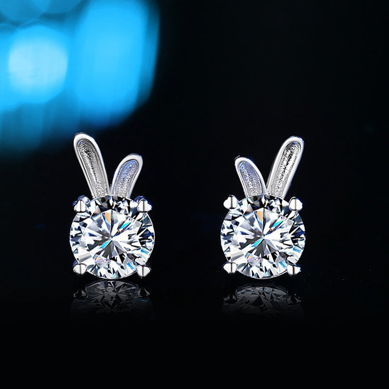 Women's Rabbit Moissanite Sterling Silver Earrings Aura Rene
