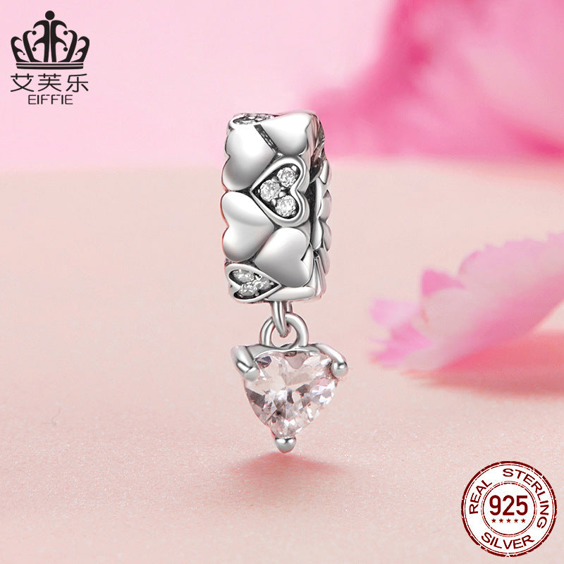 S925 Heart Cluster Spacer Charm