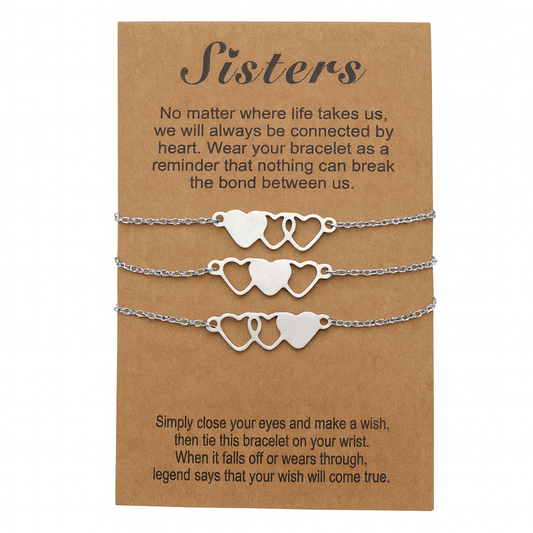 Silver-Tone Linked Heart Bracelet Set