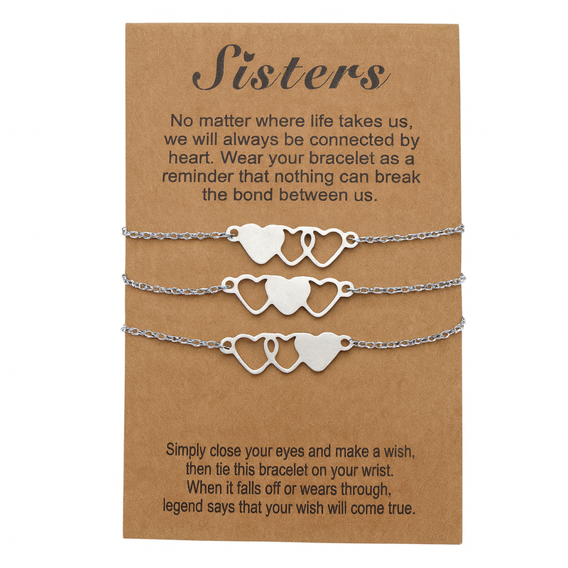 Silver-Tone Linked Heart Bracelet Set