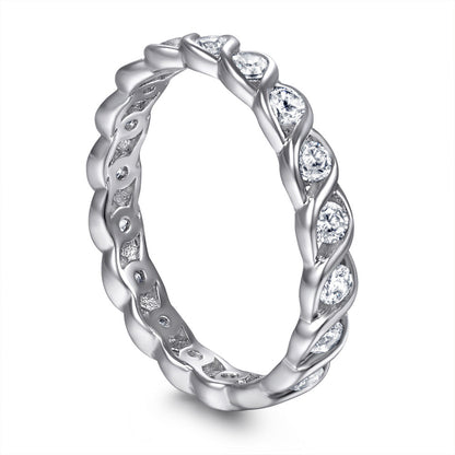 Sterling Silver Ring Wave Fashion Ring Ornament Women Aura Rene