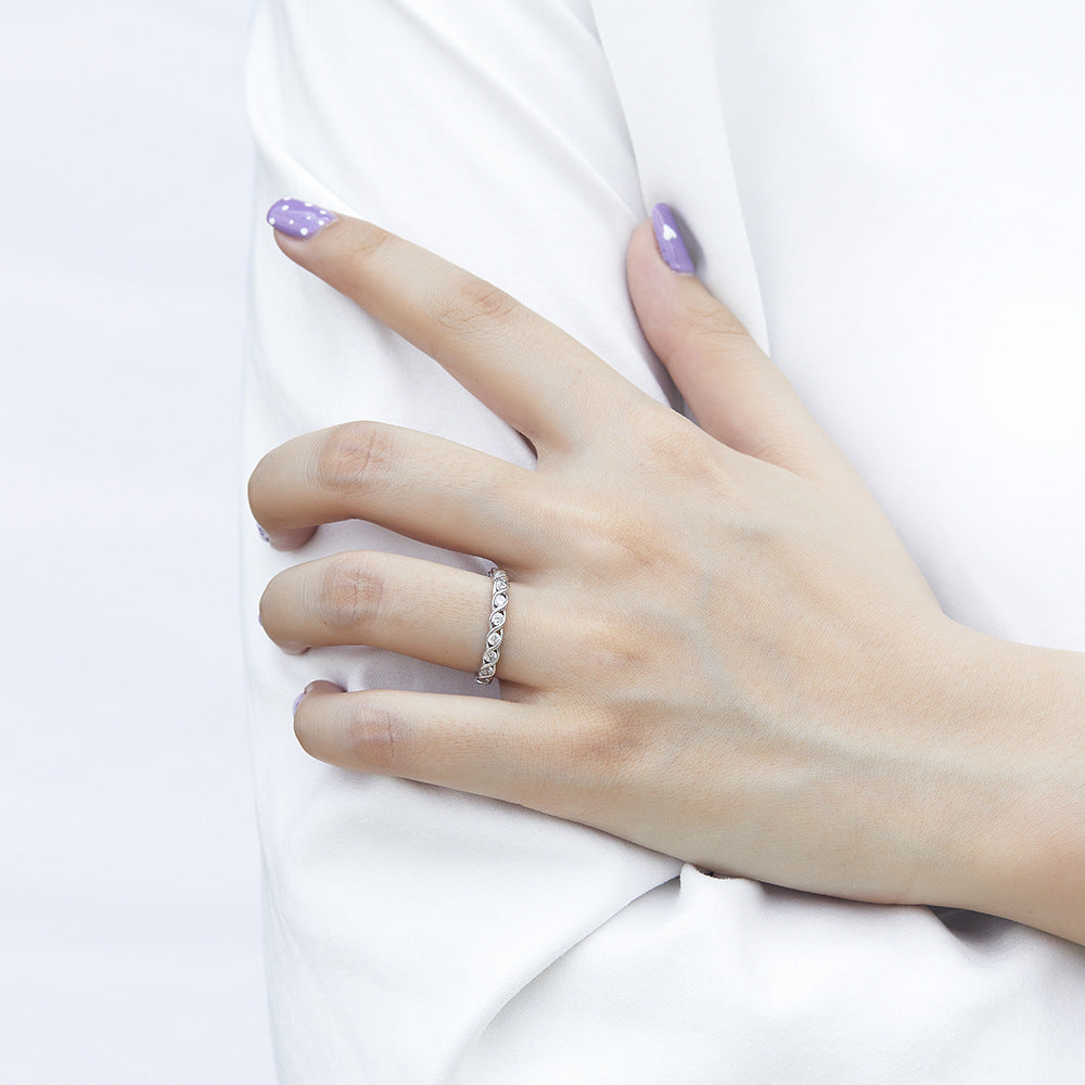 Sterling Silver Ring Wave Fashion Ring Ornament Women Aura Rene
