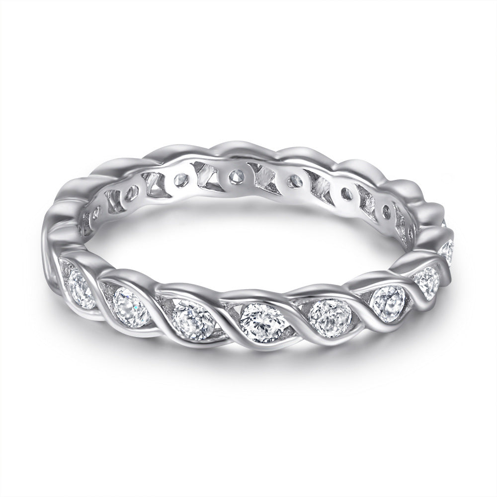Sterling Silver Ring Wave Fashion Ring Ornament Women Aura Rene