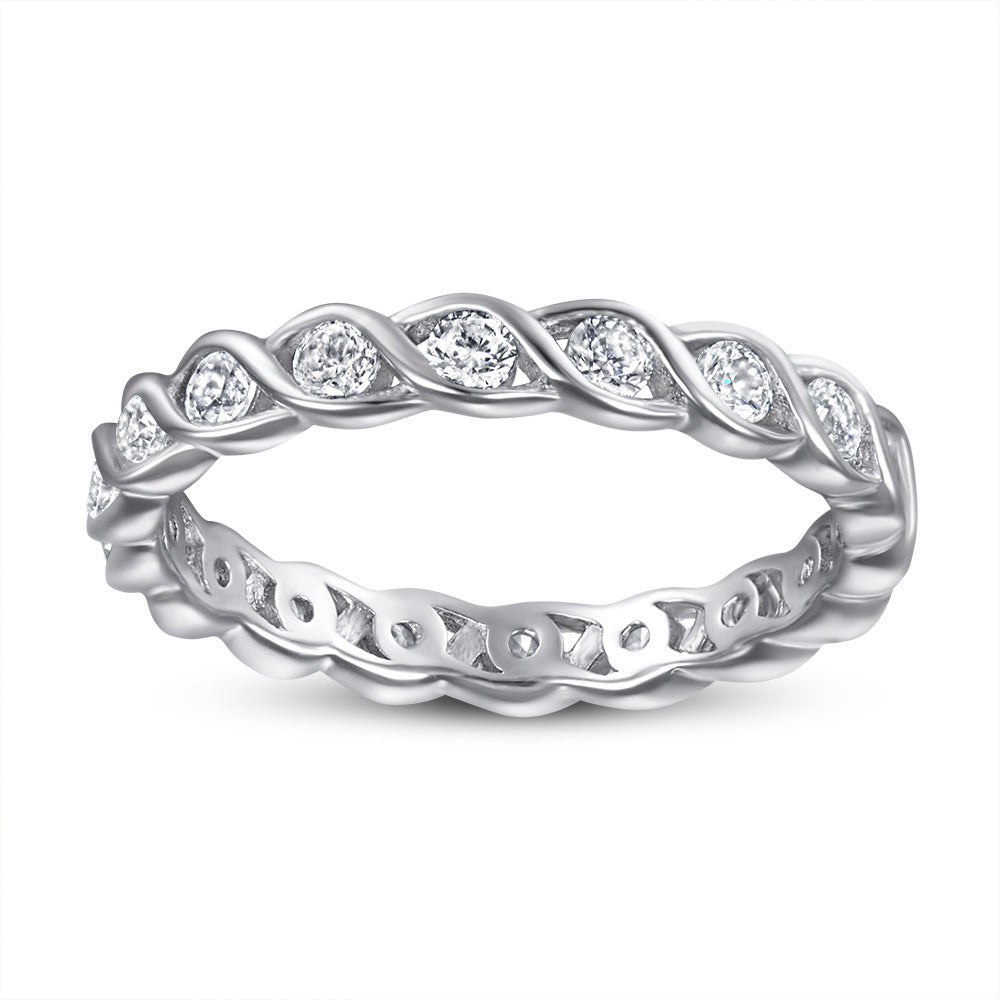 Sterling Silver Ring Wave Fashion Ring Ornament Women Aura Rene