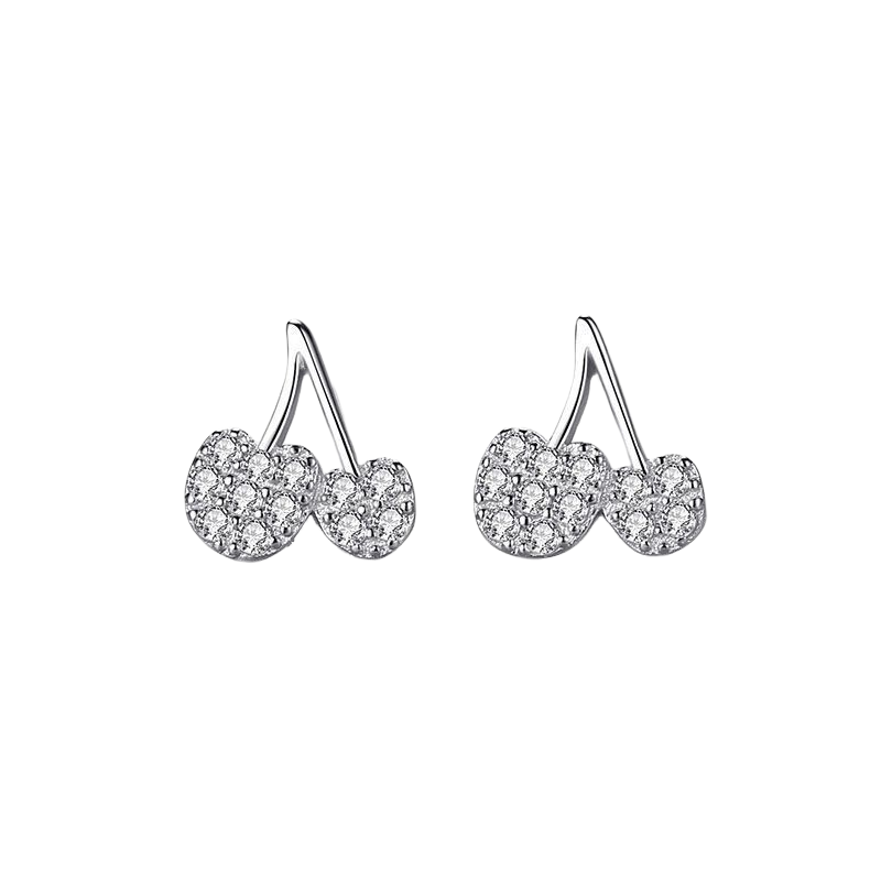 S925 Cherry Crystal Stud Earrings