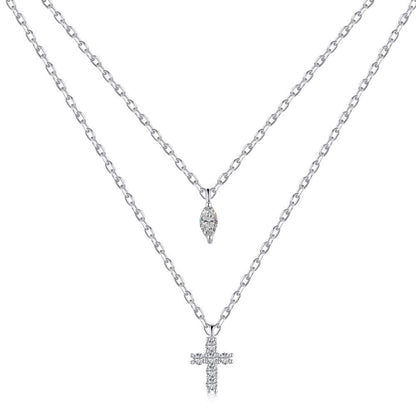Two silver necklaces with pendants on a white background