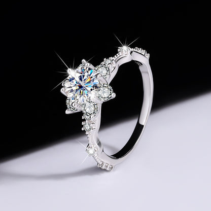 Floral Crown Moissanite Ring — Sterling Silver Bloom of Light