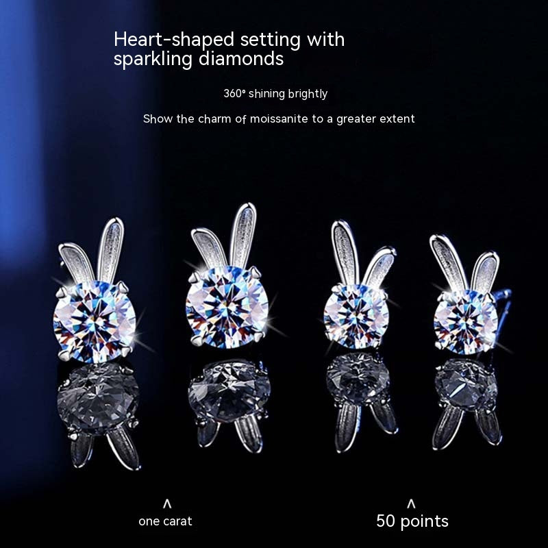 Women's Rabbit Moissanite Sterling Silver Earrings Aura Rene