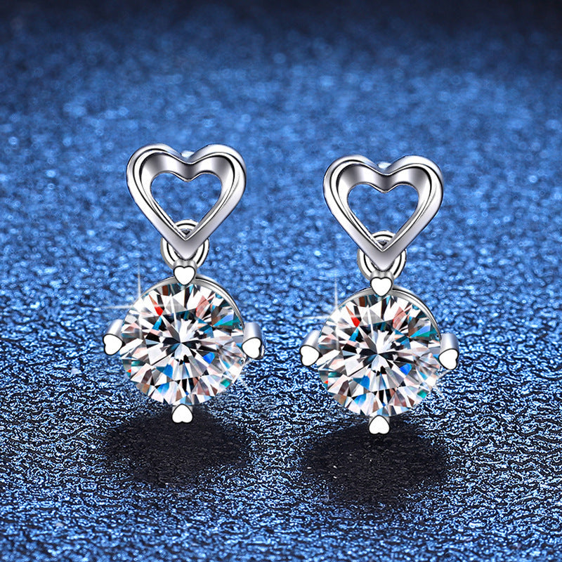 S925 Heart & Moissanite Drop Earrings Aura Rene